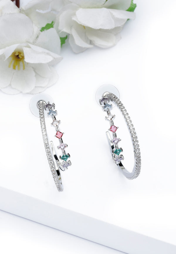 Boucles d'oreilles en forme de cerceau multicolores